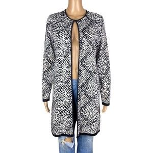 Calvin Klein Womens Animal Print Black and White Cardigan Size S